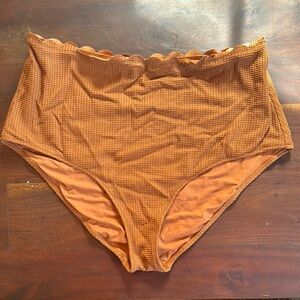 Aerie High-Waisted Scallop Bikini Bottoms in Rust